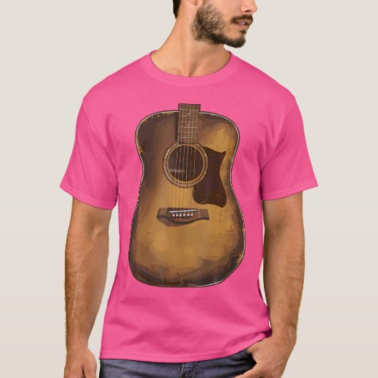 Rustieke akoestische gitaar  muziekliefhebbers t-shirt (Voorkant)