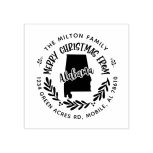 rustieke alabama vrolijk kerst retour adres rubberstempel