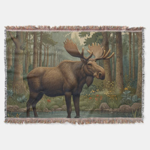 Rustieke Alaska eland boho bos groen Deken
