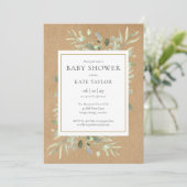 Rustieke All In One Baby Shower Spettergroen Kaart (Staand voorkant)