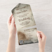 Rustieke All in One Wedding Nodig QR-code uit RSVP Uitnodiging (Afscheurbaar)