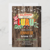 Rustieke Aloha Luau verjaardagsfeestje Uitnodiging (Voorkant)