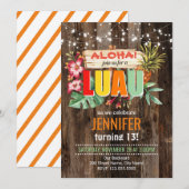 Rustieke Aloha Luau verjaardagsfeestje Uitnodiging (Voorkant / Achterkant)
