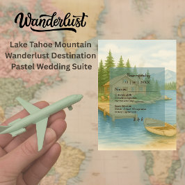 Rustieke Alpine Lake Tahoe Mountain Wedding RSVP Kaartje