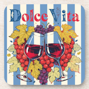 Rustieke Amalfi Blauwe Gestreepte Dolce Vita Wijn  Bier Onderzetter