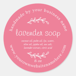 Rustieke Ambachtelijke Lavendelzeep Lemonade Roze Ronde Sticker