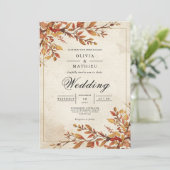Rustieke Amber Foliage Boog Wedding Kaart (Staand voorkant)