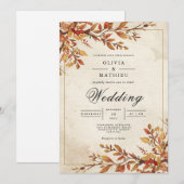 Rustieke Amber Foliage Boog Wedding Kaart (Voorkant / Achterkant)
