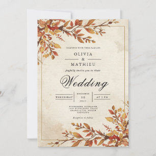 Rustieke Amber Foliage Boog Wedding Kaart