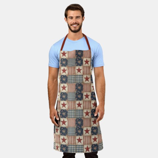 Rustieke Amerikaanse Patchwork Esthetiek Schort (Gedragen)