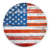 Rustieke Amerikaanse Patriottische Vlag Keramische Knop (Voorkant)