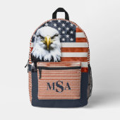 Rustieke Amerikaanse vlag & adelaar gepersonalisee Bedrukte Rugzak (Voorkant)