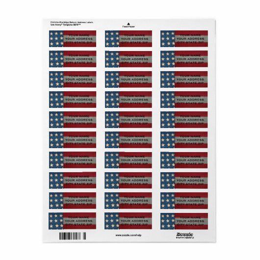 Rustieke Amerikaanse vlag Adresetiketten Etiket (Full Sheet)