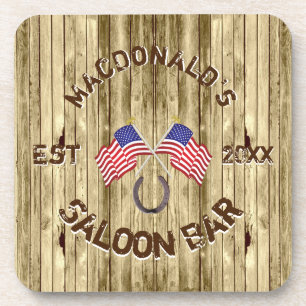 Rustieke Amerikaanse vlag Cowboy thema bar Bier Onderzetter
