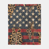 Rustieke Amerikaanse vlag luipaardprint (3) Fleece Deken (Voorkant)