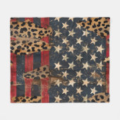 Rustieke Amerikaanse vlag luipaardprint (3) Fleece Deken (Voorkant (Horizontaal))