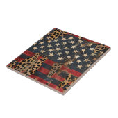 Rustieke Amerikaanse vlag luipaardprint (3) Tegeltje (Zijkant)