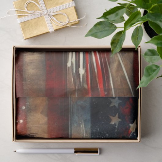 Rustieke Amerikaanse vlag met Bison Decoupage Tissuepapier (Geschenk)