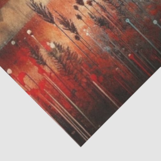 Rustieke Amerikaanse vlag met Bison Decoupage Tissuepapier (Detail)