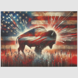 Rustieke Amerikaanse vlag met Bison Decoupage Tissuepapier