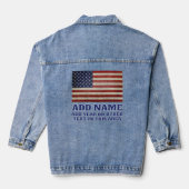  Rustieke Amerikaanse Vlag met Naam Jaar Denim Jacket (Achterkant)