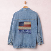 Rustieke Amerikaanse Vlag met Naam Jaar Denim Jacket (Hangar)