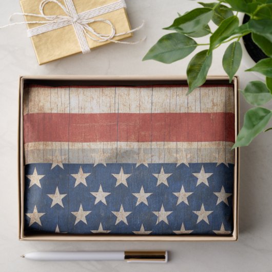 Rustieke Amerikaanse vlag ontkoppelde weefsel papi Tissuepapier (Geschenk)