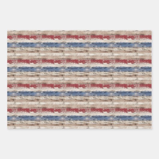 Rustieke Amerikaanse vlag patriottisch blauw en ro Inpakpapier Vel (Voorkant 2)