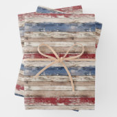 Rustieke Amerikaanse vlag patriottisch blauw en ro Inpakpapier Vel (In situ)