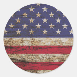 Rustieke Amerikaanse vlag Patriottische Verenigde  Ronde Sticker