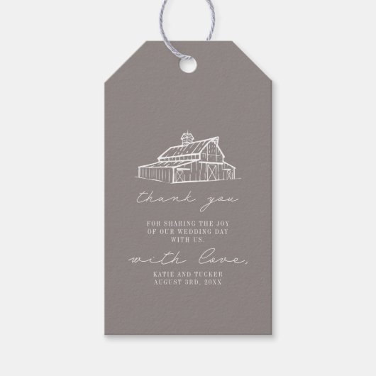 Rustieke Amethist Grijze Schuur Boerderij Bruiloft Cadeaulabel (Voorkant)