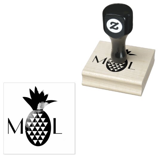Rustieke ananas Initiaal Logo Business Bruiloft Rubberstempel (Gestempeld)
