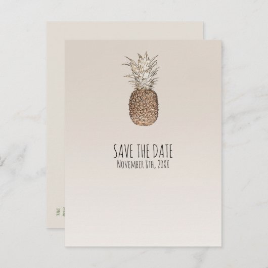 Rustieke Ananas Tropical Hawaiian Save The Date Aankondigingskaart (Voorkant / Achterkant)