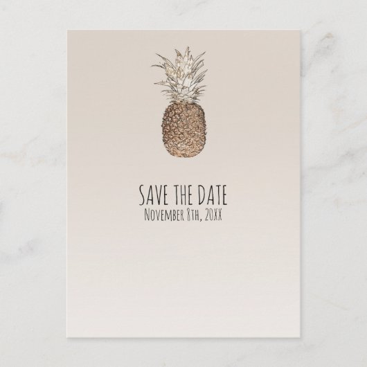 Rustieke Ananas Tropical Hawaiian Save The Date Aankondigingskaart (Voorkant)
