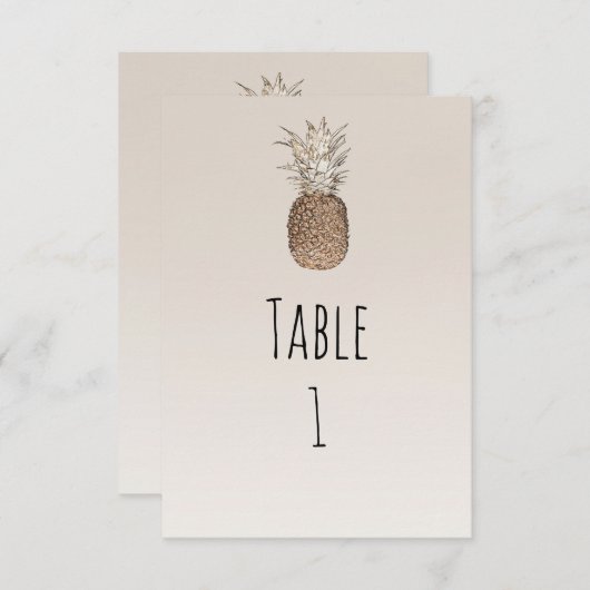 Rustieke Ananas Tropisch Hawaïaans Tafelnummer (Voorkant / Achterkant)