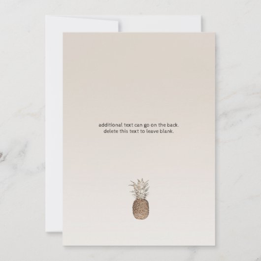 Rustieke Ananas Tropische Hawaïaanse bruiloft Kaart (Achterkant)