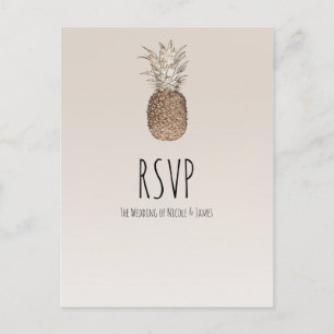 Rustieke Ananas Tropische Hawaïaanse bruiloft RSVP Uitnodiging Briefkaart