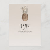 Rustieke Ananas Tropische Hawaïaanse bruiloft RSVP Uitnodiging Briefkaart (Voorkant)