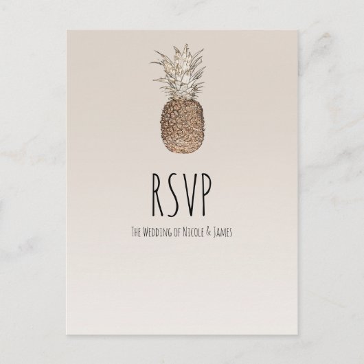 Rustieke Ananas Tropische Hawaïaanse bruiloft RSVP Uitnodiging Briefkaart (Voorkant)