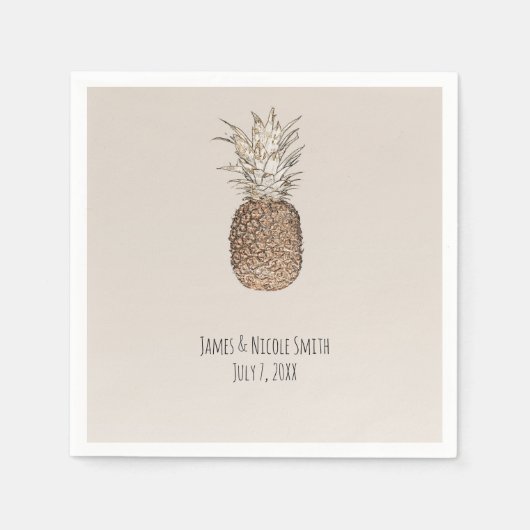 Rustieke Ananas Tropische Hawaïaanse bruiloft Servetten (Voorkant)