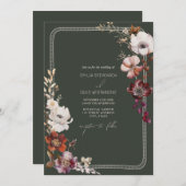 Rustieke Anemone Hand getrokken Border Green Weddi Kaart (Voorkant / Achterkant)