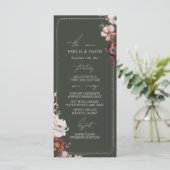 Rustieke Anemone Hand getrokken Border Green Weddi Menu (Staand voorkant)