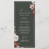 Rustieke Anemone Hand getrokken Border Green Weddi Menu (Voorkant)