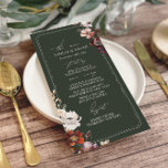 Rustieke Anemone Hand getrokken Border Green Weddi Menu<br><div class="desc">Rustieke anemoon florale design aan de bovenkant rechts en linksonder van beige handgetekende rand over groene achtergrond.</div>