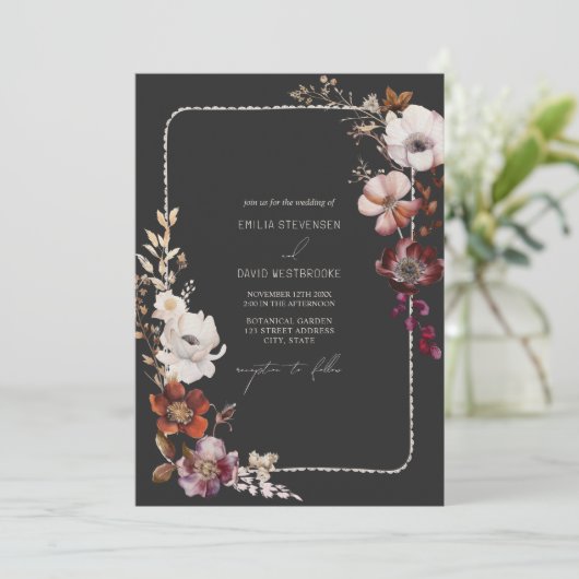 Rustieke Anemone Hand Getrokken Gescalpeerde Bloem Kaart (Staand voorkant)