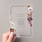 Rustieke Anemoon Bloemen Hand getrokken grens Acryl Uitnodigingen (Insitu (Draagbaar))