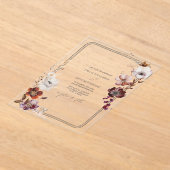 Rustieke Anemoon Bloemen Hand getrokken grens Acryl Uitnodigingen (Laagn)