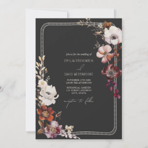 Rustieke Anemoon Hand getrokken Border Bloemen Huw Kaart