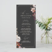 Rustieke Anemoon Hand getrokken Rand Grijs Trouwme Menu (Staand voorkant)