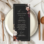 Rustieke Anemoon Hand getrokken Rand Grijs Trouwme Menu<br><div class="desc">Rustieke anemoon florale design aan de bovenkant rechts en linksonder van beige hand getekende rand over een grijze achtergrond.</div>